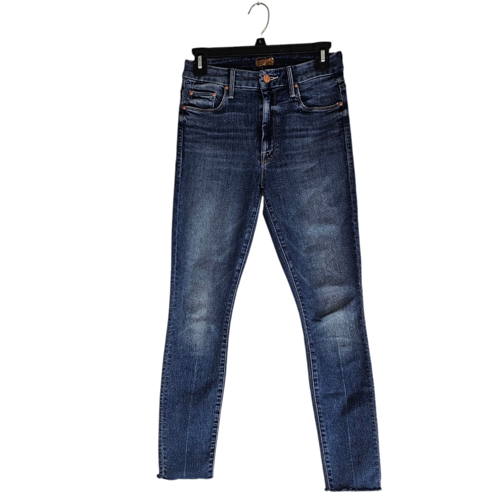 MOTHER High Waisted Looker Ankle Fray Blue Jeans 26 Preowned